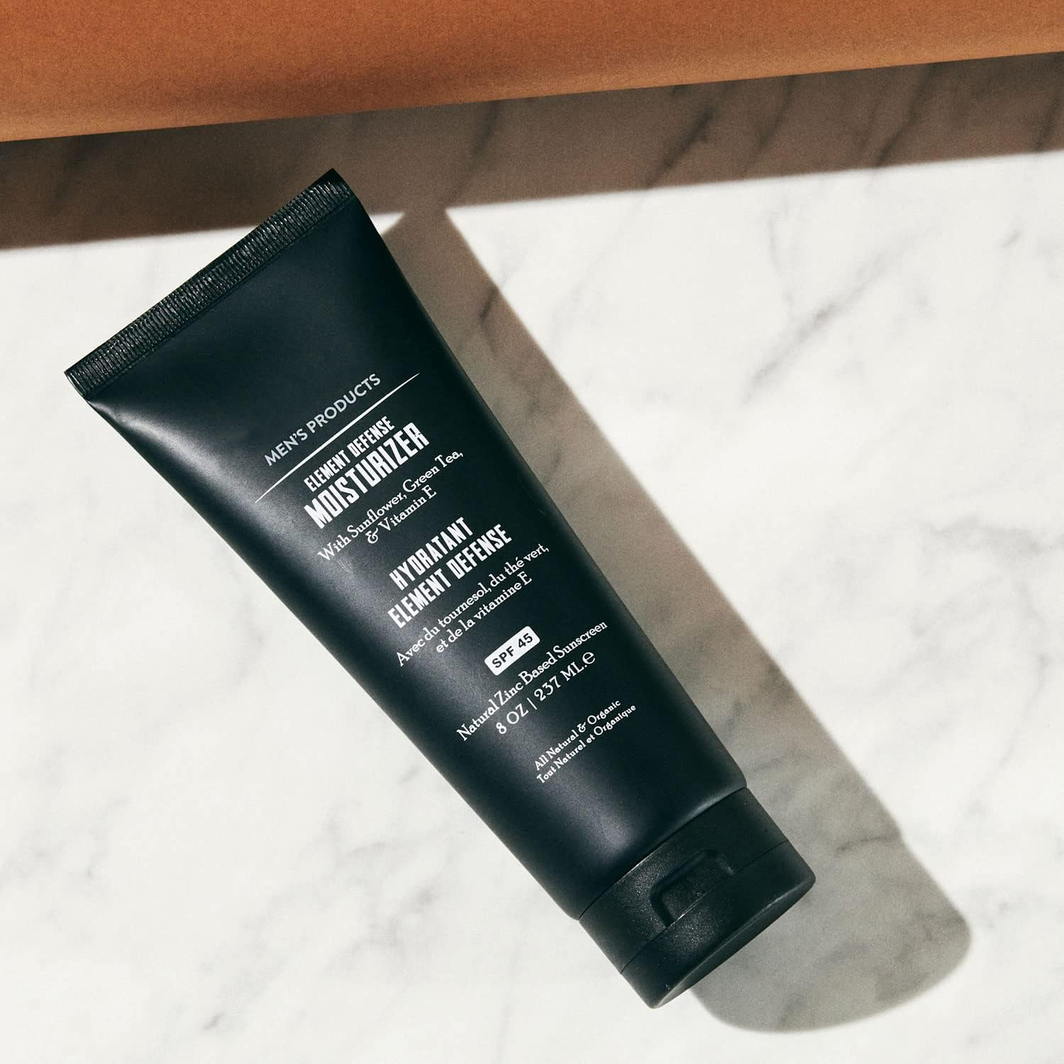 Mens's Element Defense Moistuirizer with SPF45 for Men, Natural & Organic, zinc SPF45 sunscreen, hydrates and protects skin against UVA/UVB rays, 8 oz, unscented