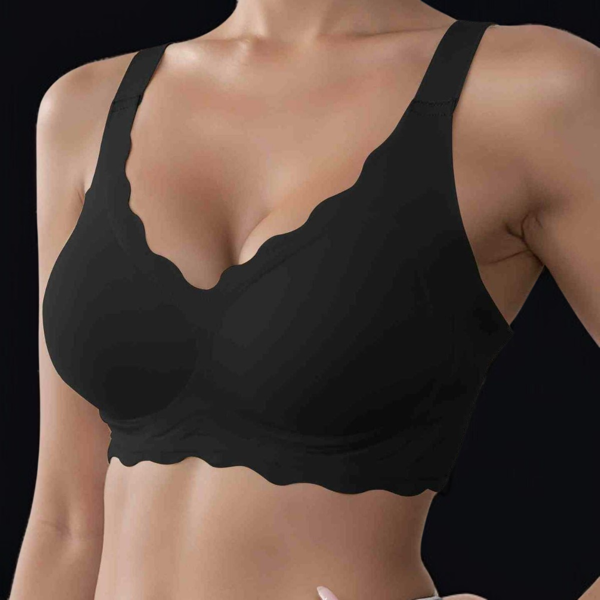 Adjustable straps on NonMarking Gathering Bra for custom fit