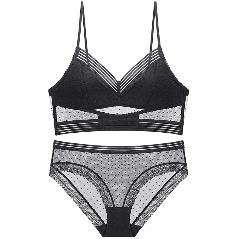 Sexy lace lingerie set Big backless Ushaped thin section