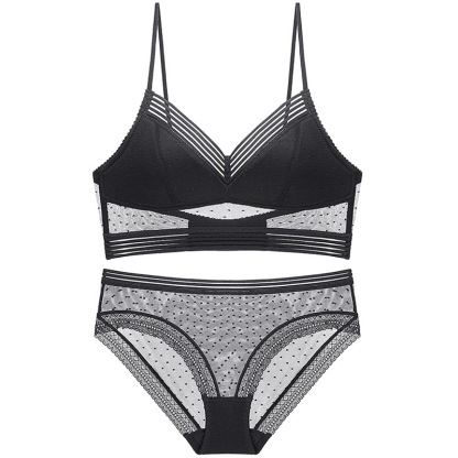 Sexy lace lingerie set Big backless Ushaped thin section