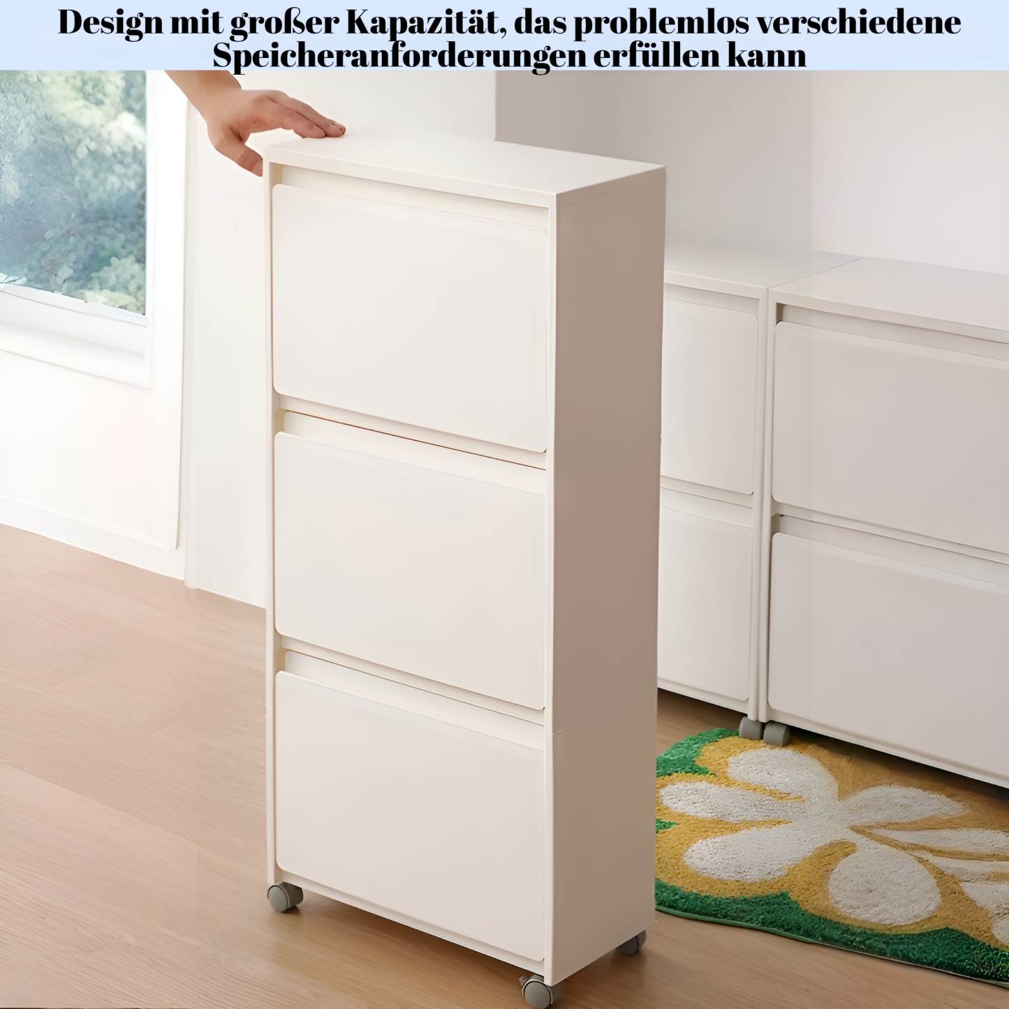 Lagerschrank für Zuhause, Wohnzimmer, mit Rädern, beweglicher Lagerschrank, Spielzeug-Lagerschrank, 