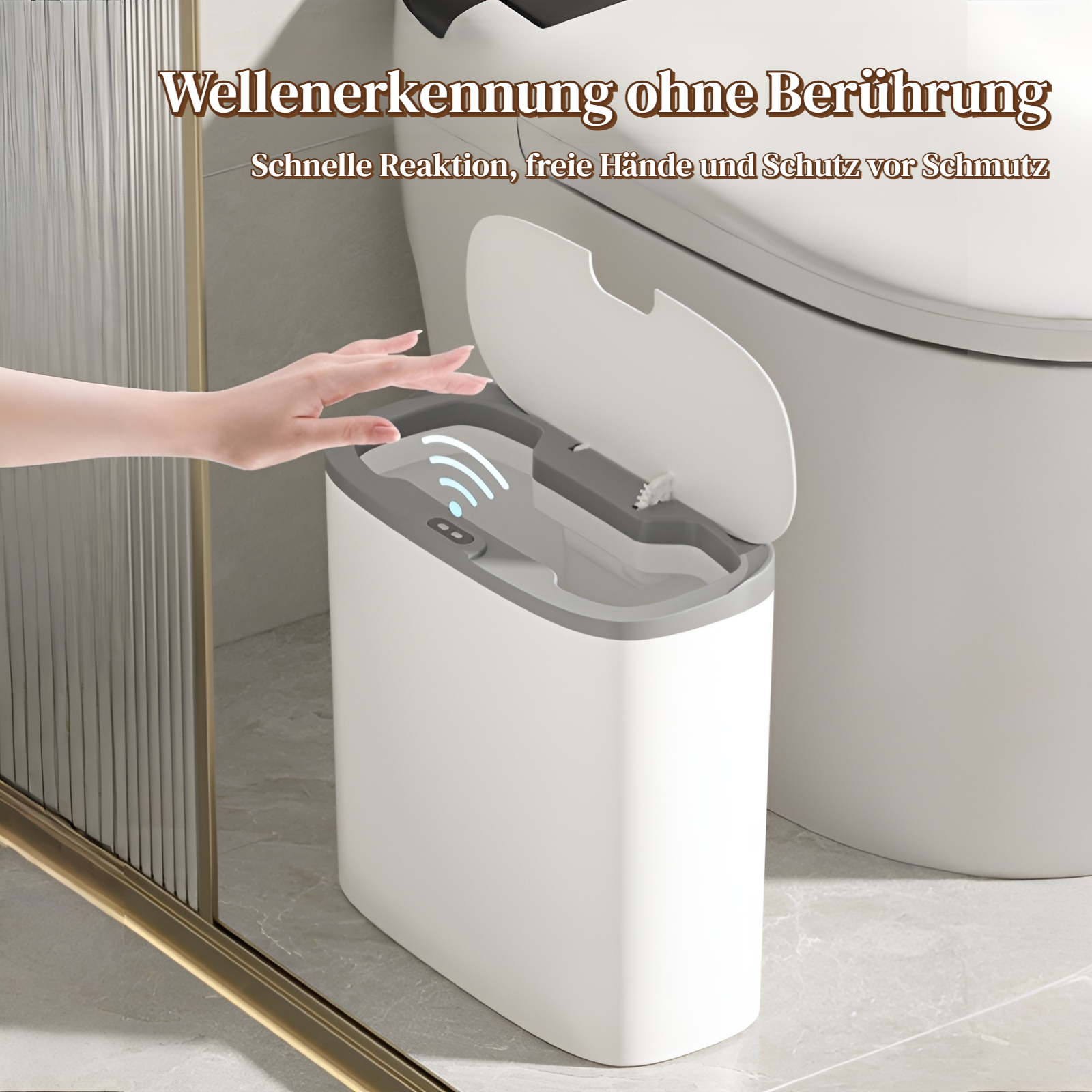 Badezimmer-Smart-Sensor-Mülleimer, langlebige Batterielebensdauer, sicherer, energiesparender Smart-