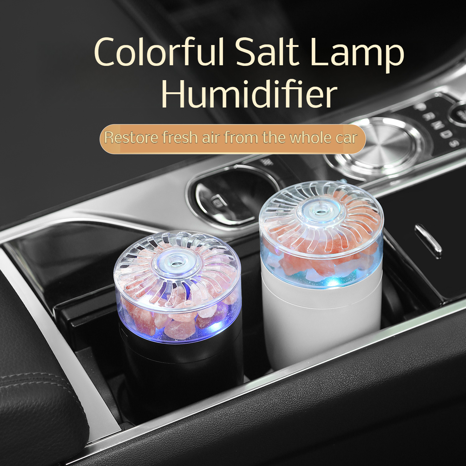 Car humidifier colorful ambient light mini humidifier wireless charging models salt lamp humidifier
