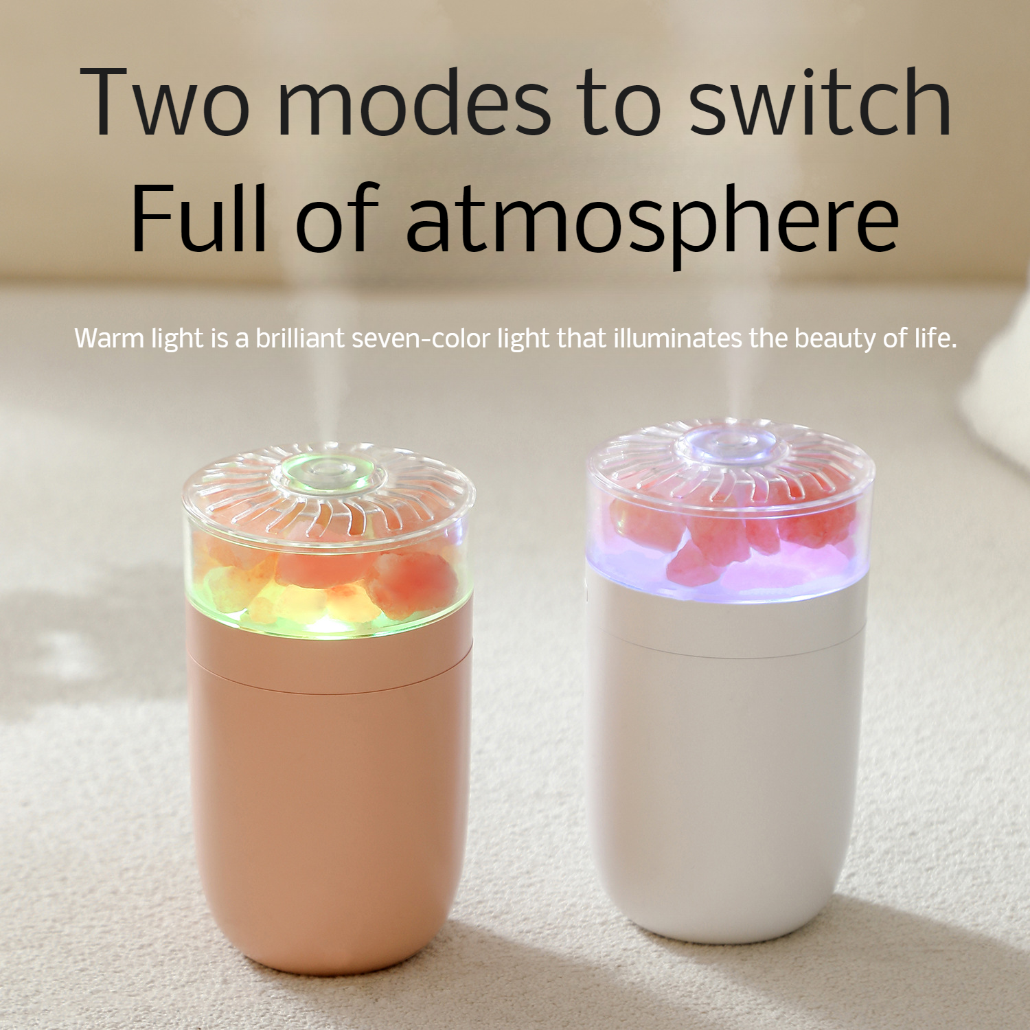 Car humidifier colorful ambient light mini humidifier wireless charging models salt lamp humidifier