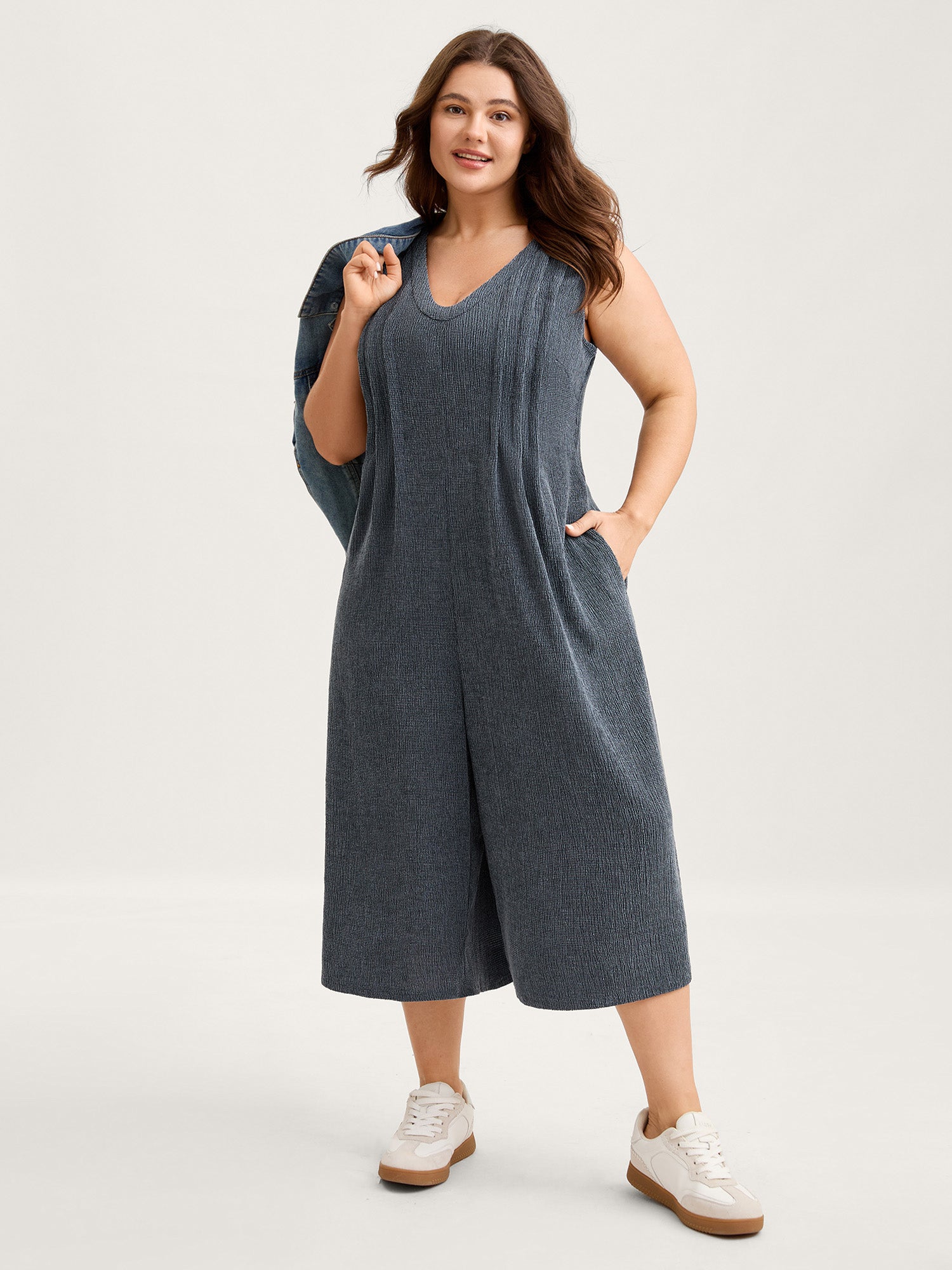 アウターその他 HUECLOSET Crop padding Jumper SE499 XSCAPE Plus Size Puffed-Sleeve Off-The-Shoulder Jumpsuit