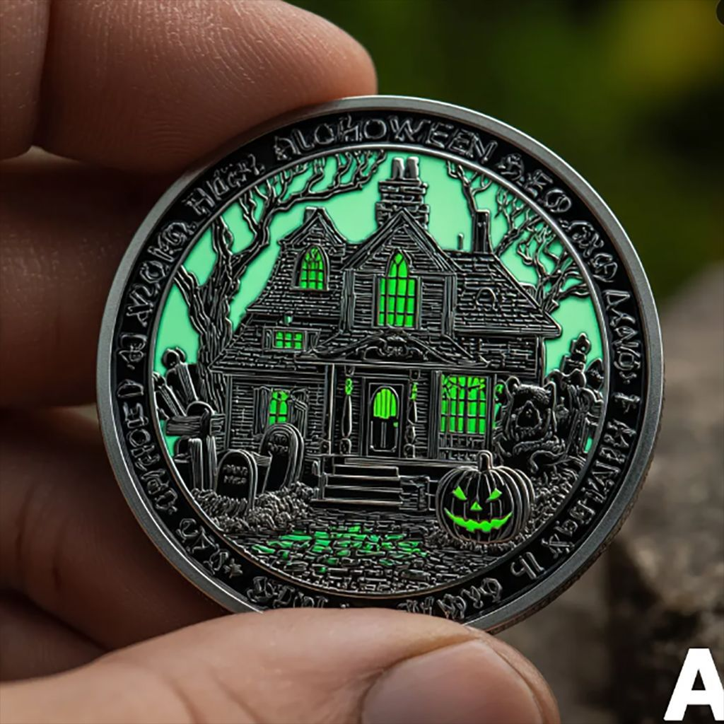 Spooky Glow Haunted House Halloween Token