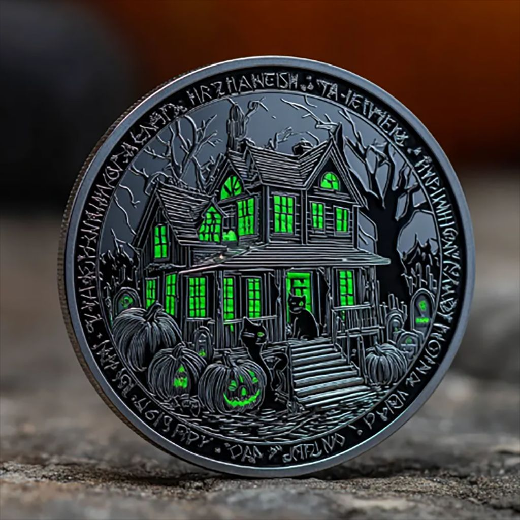 Spooky Glow Haunted House Halloween Token