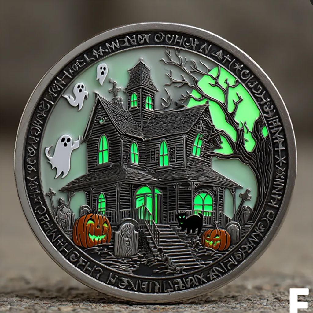 Spooky Glow Haunted House Halloween Token
