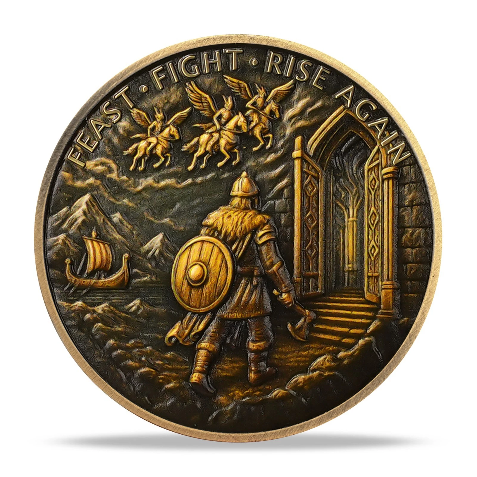 Viking Challenge Coin-Valhalla,Norse God Odin-Norse Mythology Collectible Gift