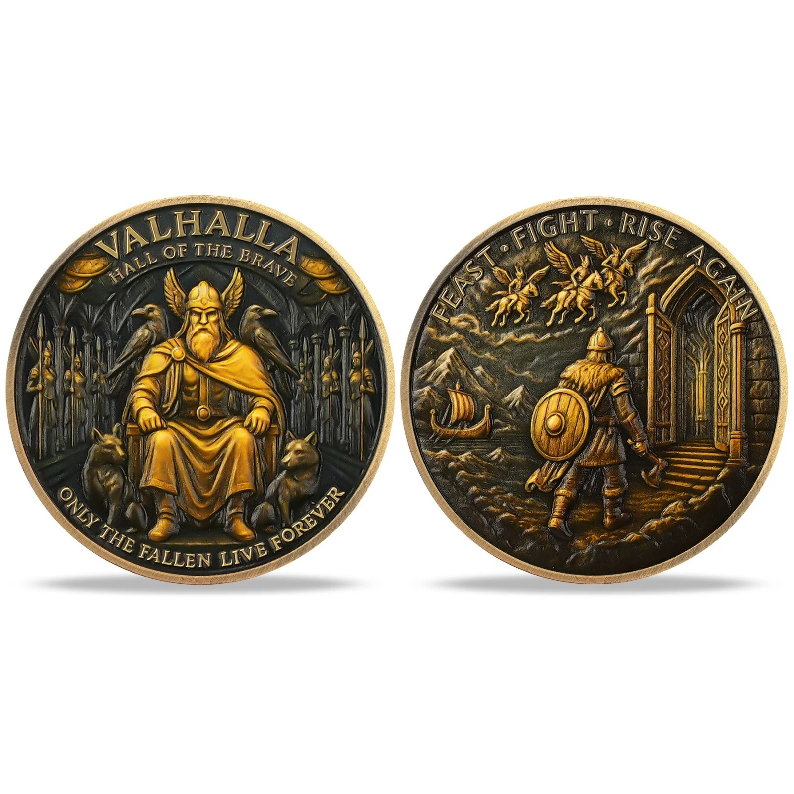Viking Challenge Coin-Valhalla,Norse God Odin-Norse Mythology Collectible Gift