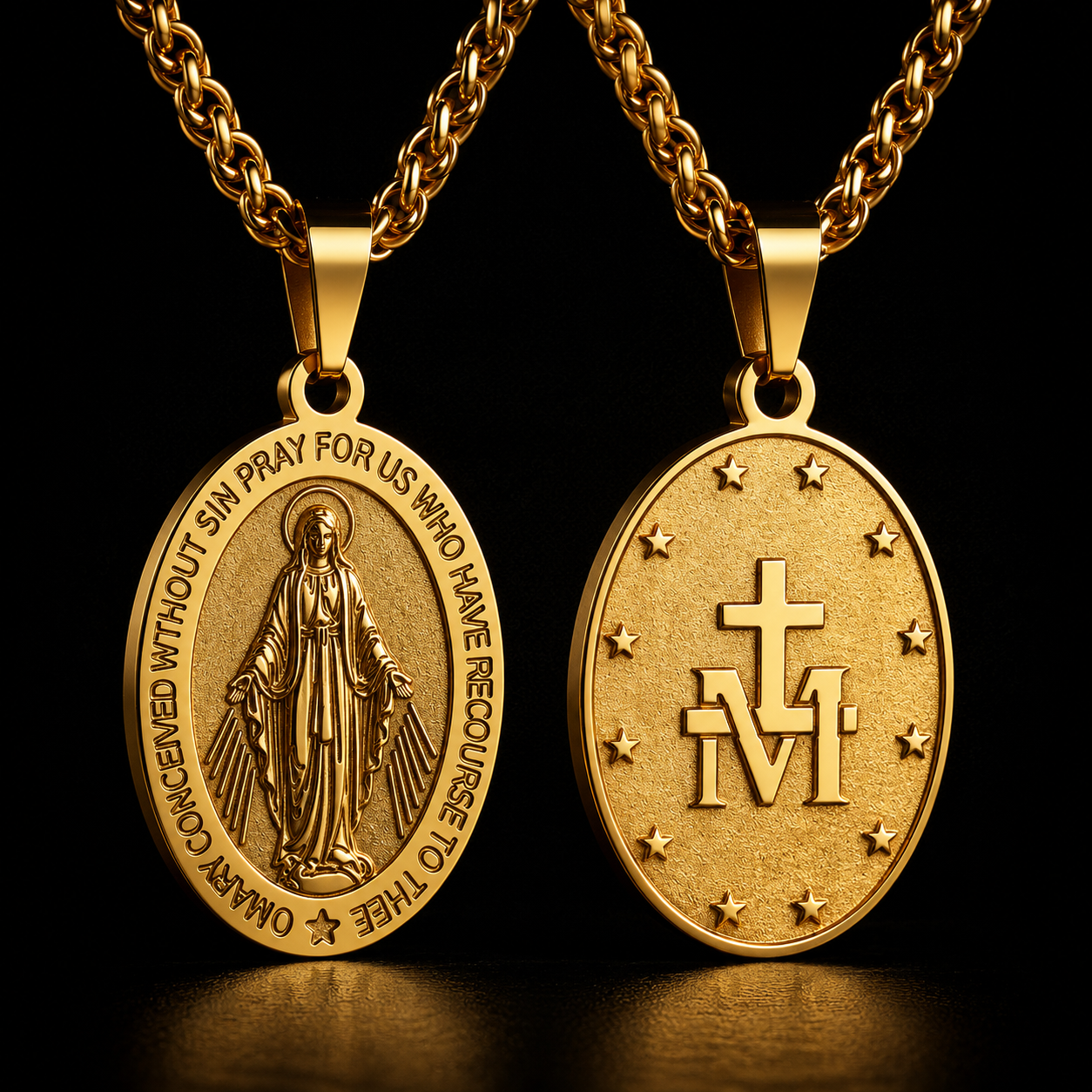 Double-Sided Miraculous Medal Necklace of the Virgin Mary