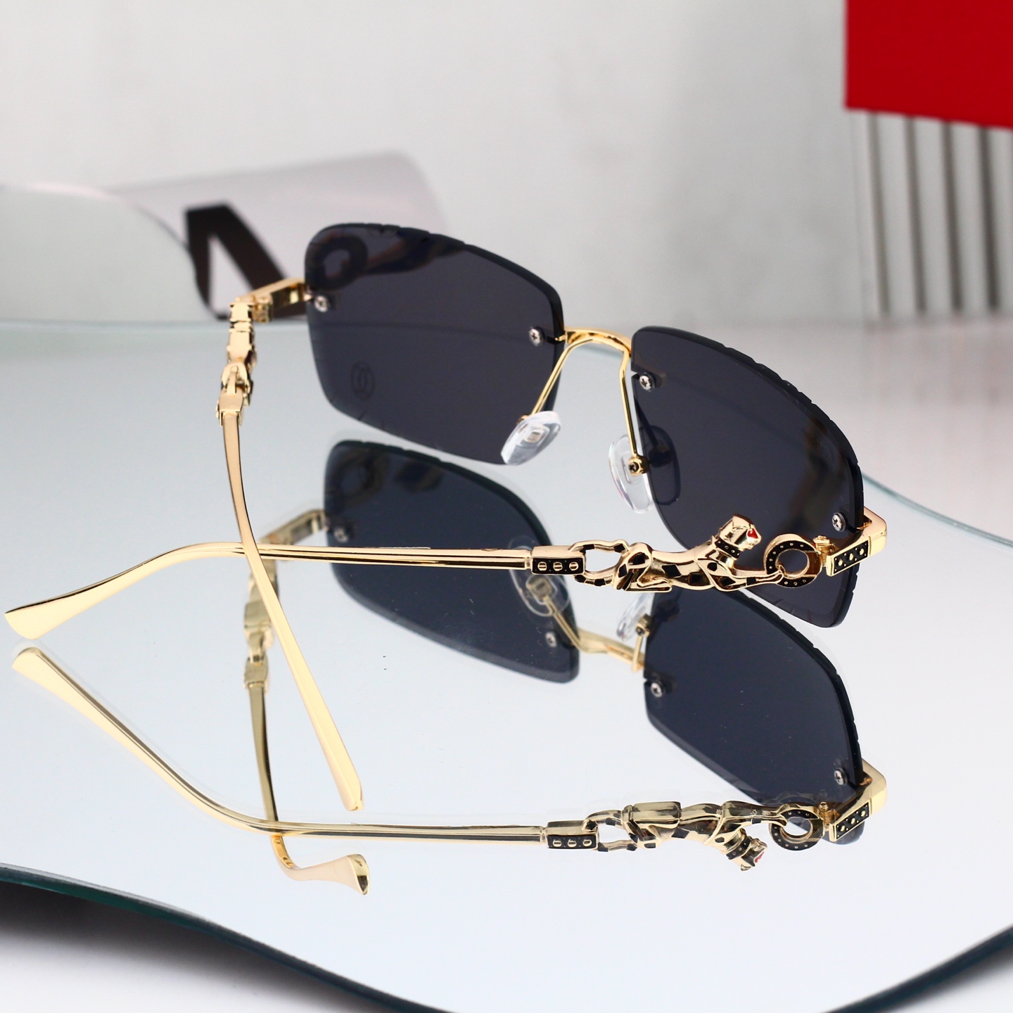 Diamond-cut leopard head sunglasses Sunglasses 4018