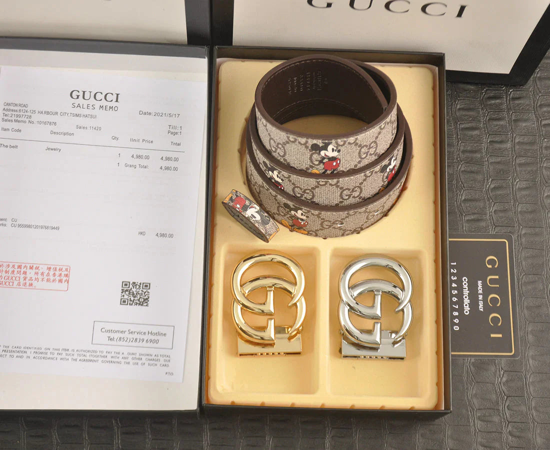 3-color Mickey Mouse print belt