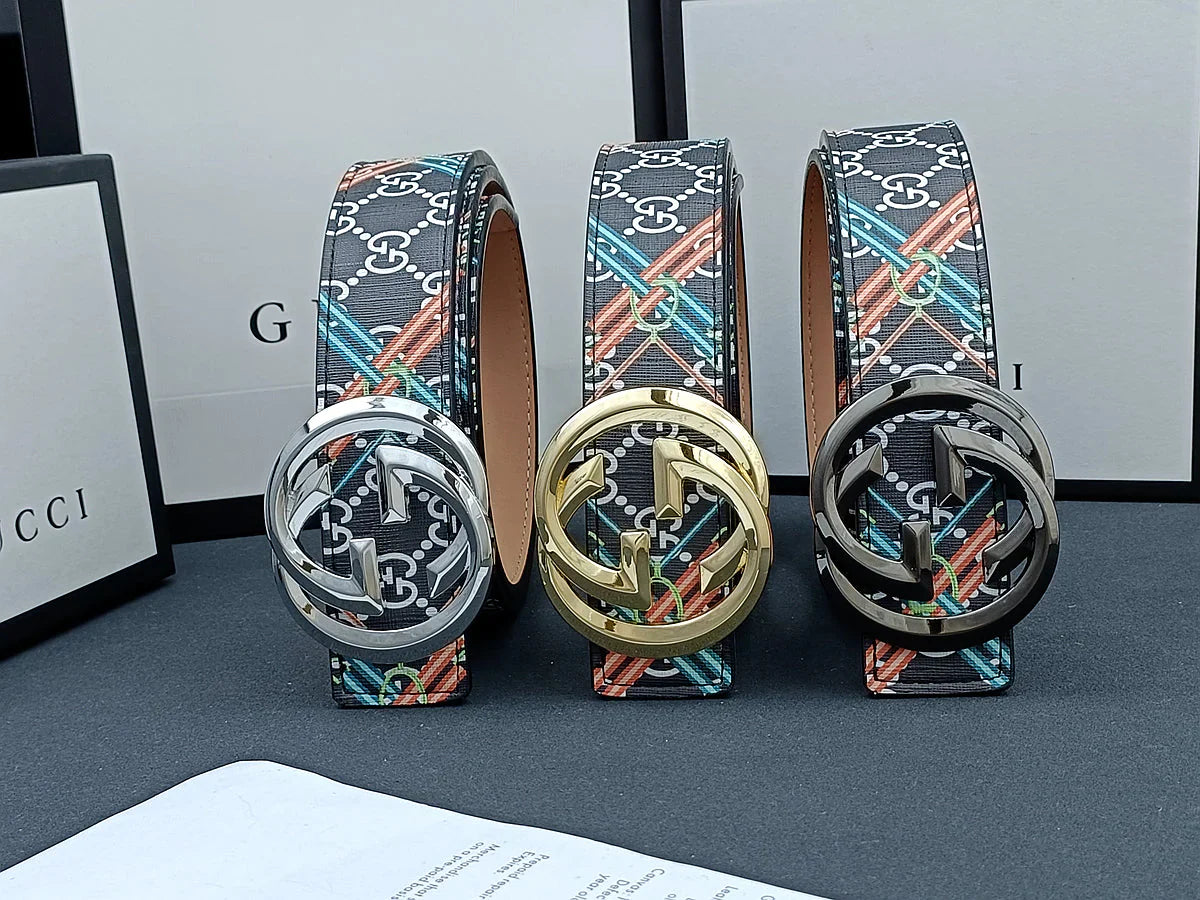 3 Colors stripe calico belt