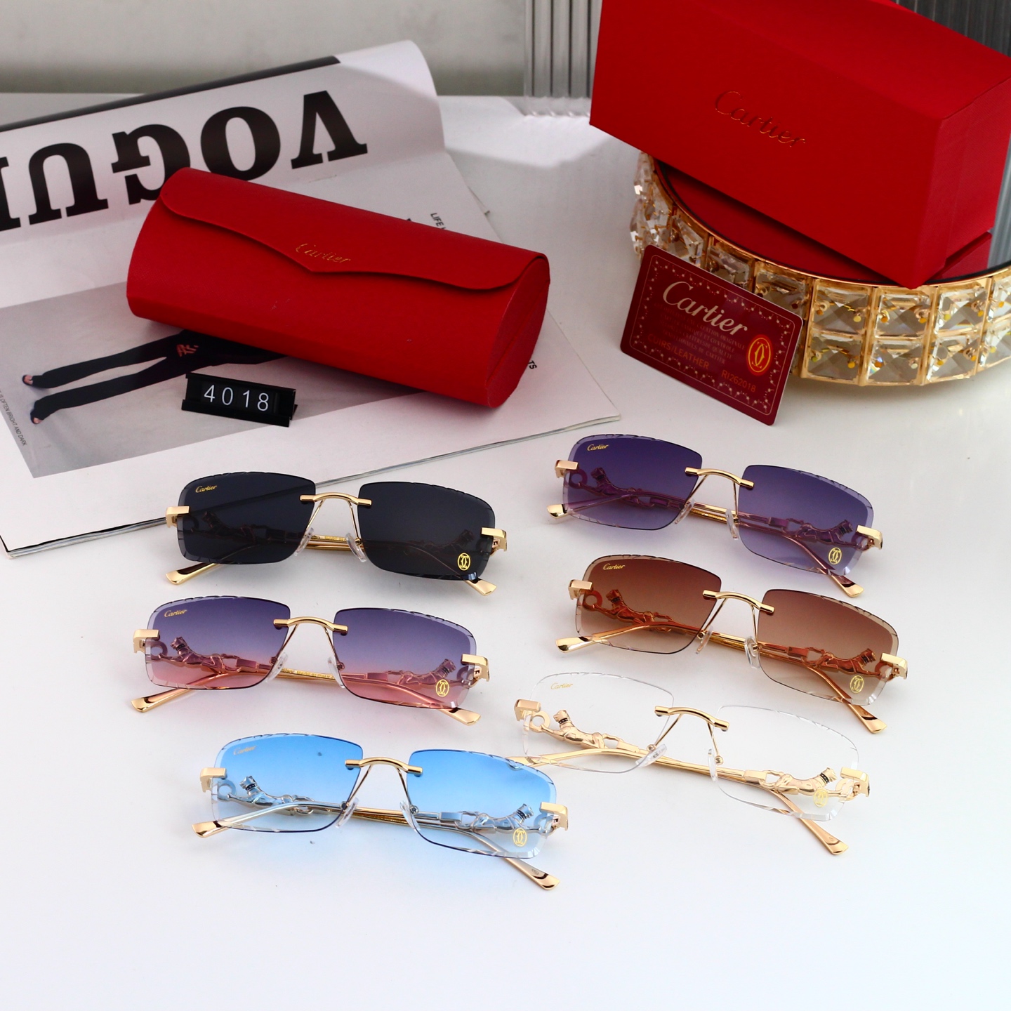 Diamond-cut leopard head sunglasses Sunglasses 4018