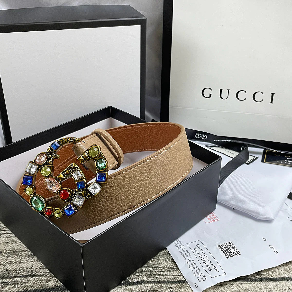 4 Colors seven-color rhinestone double-sided lychee pattern belt