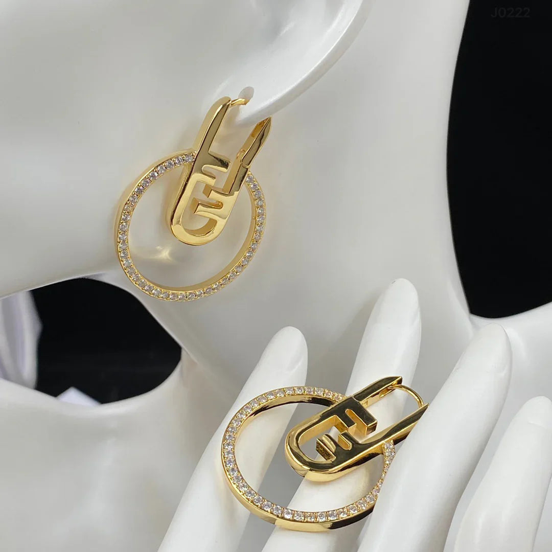 Letter Diamond Earrings Necklace Set