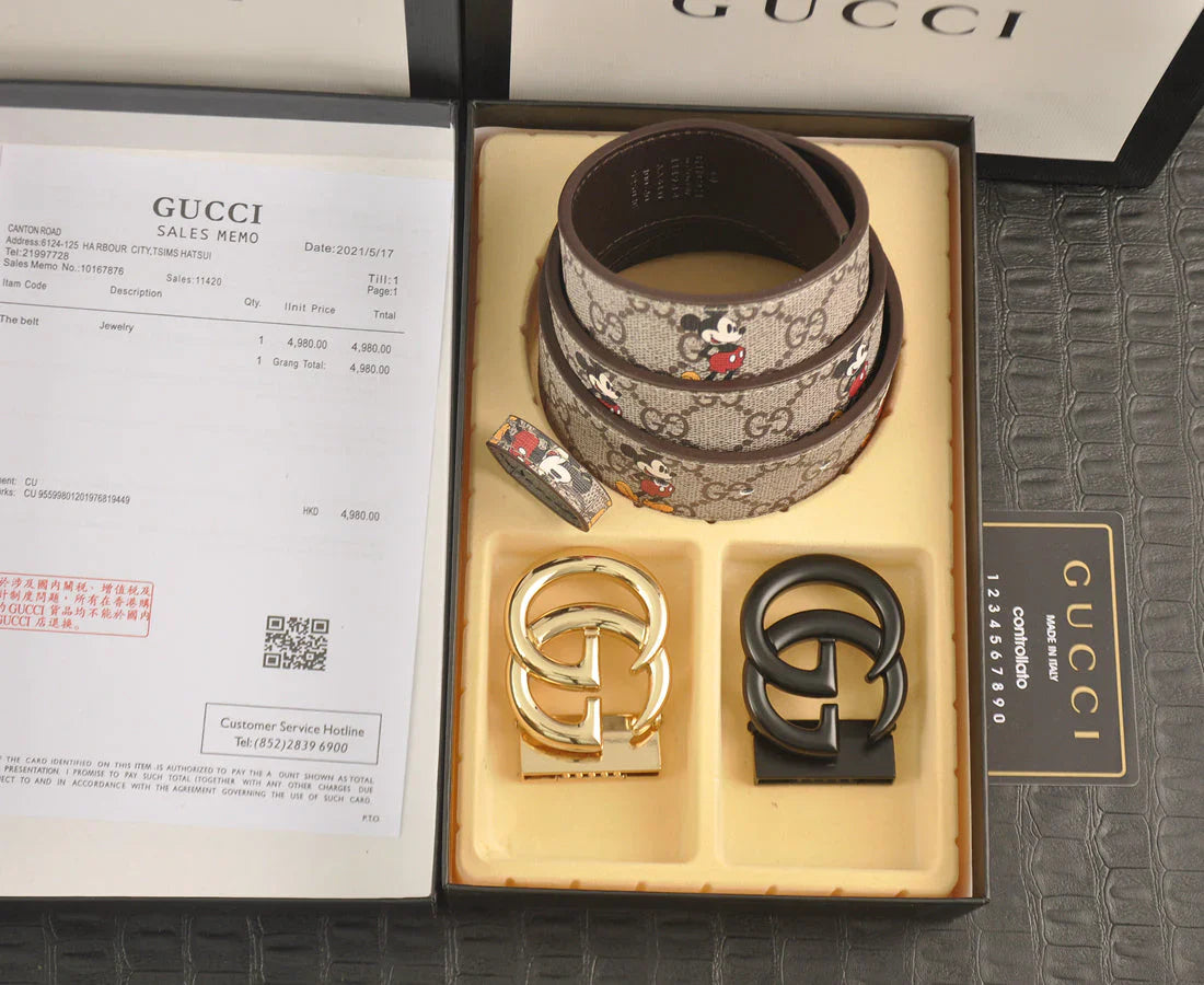 3-color Mickey Mouse print belt