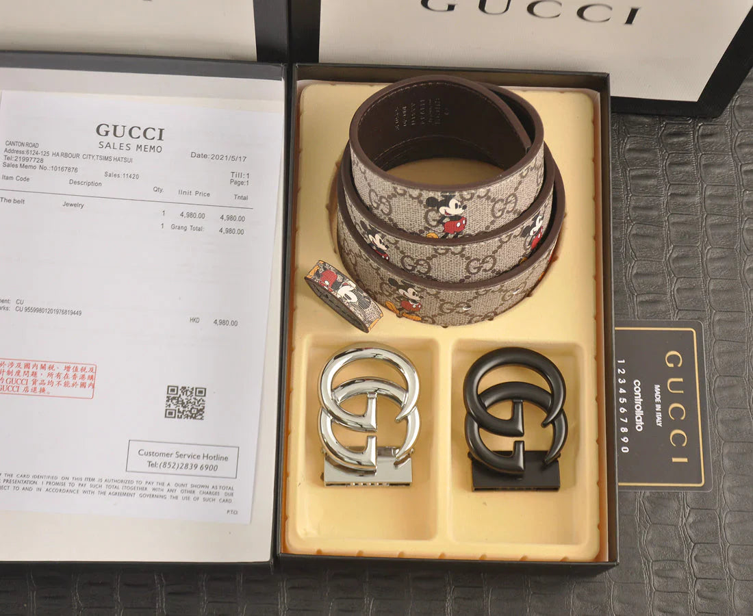 3-color Mickey Mouse print belt