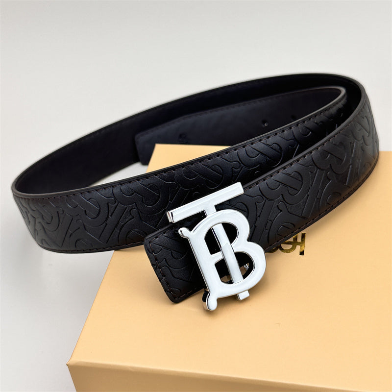 black classic plain black embossed leather belt