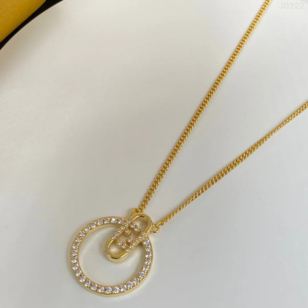 Letter Diamond Earrings Necklace Set