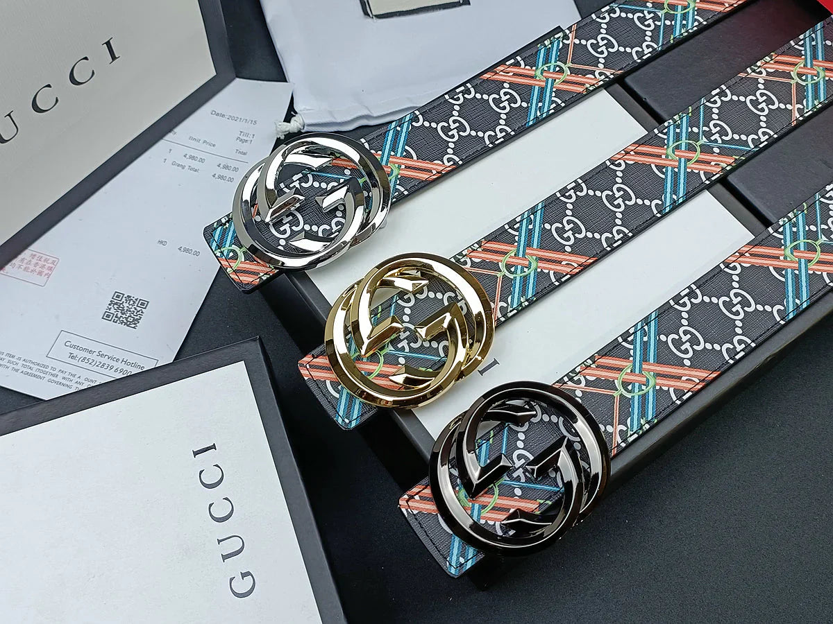 3 Colors stripe calico belt