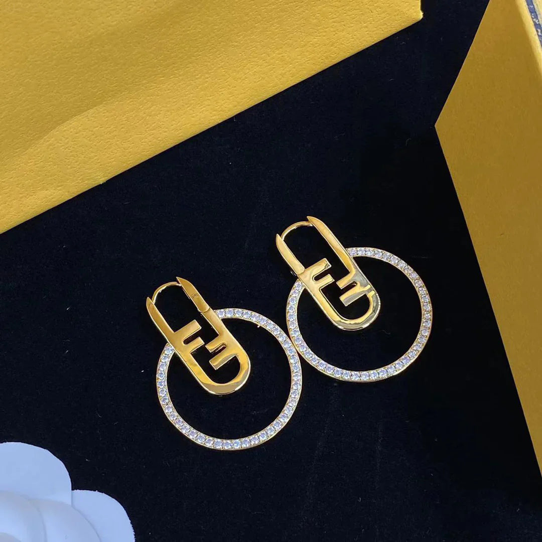 Letter Diamond Earrings Necklace Set