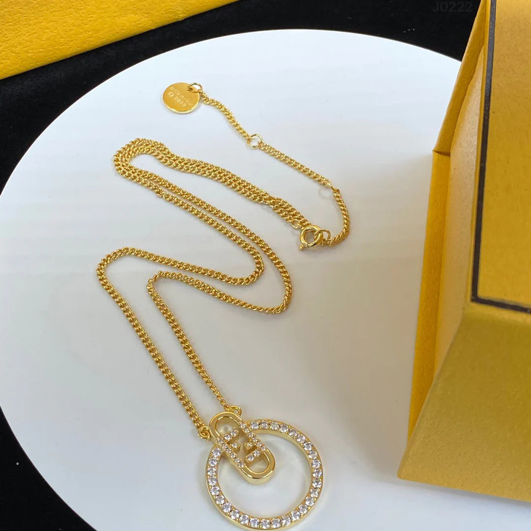 Letter Diamond Earrings Necklace Set