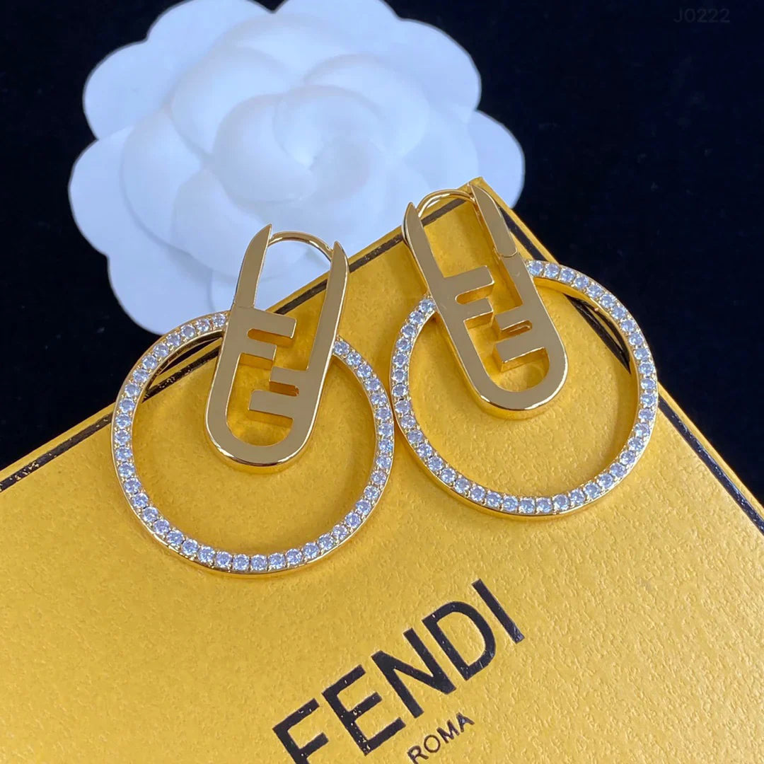 Letter Diamond Earrings Necklace Set