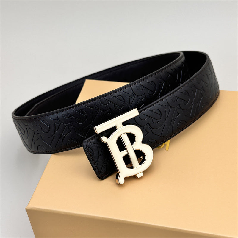 black classic plain black embossed leather belt