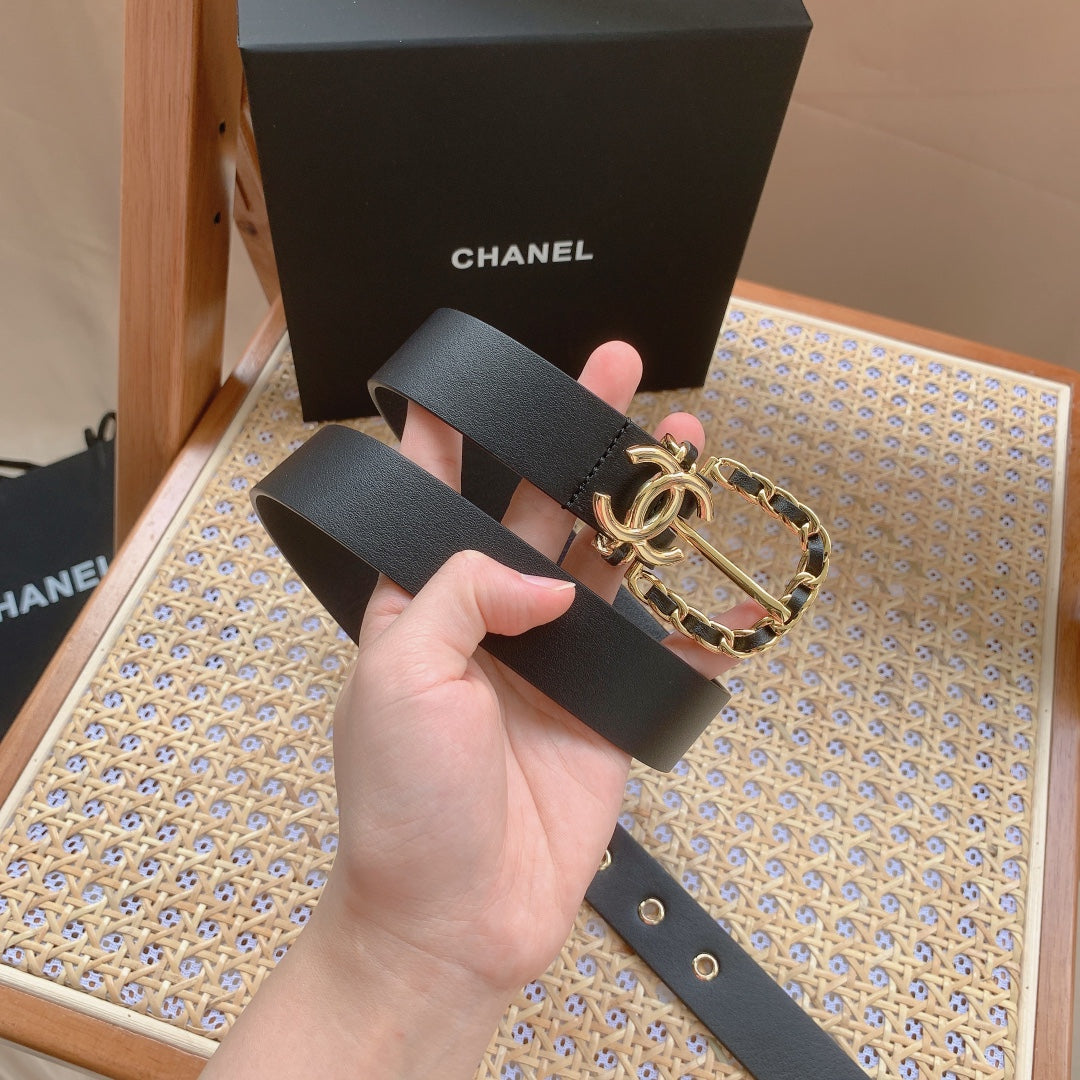 Soft leather pin buckle belt 3.0cm wide