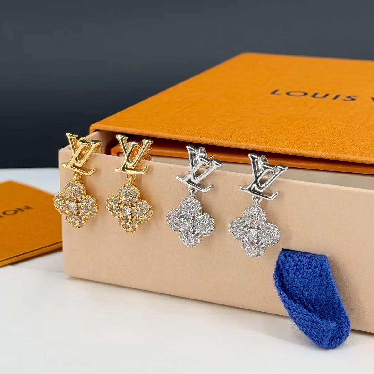 Classic Two-Tone Letter Pendant Earrings