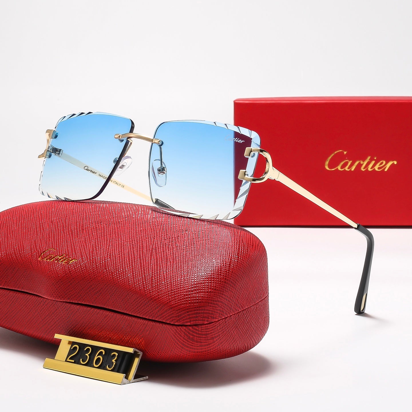  Diamond-cut Frameless Sqaure 8 Colors Fashion Sunglasses—2363