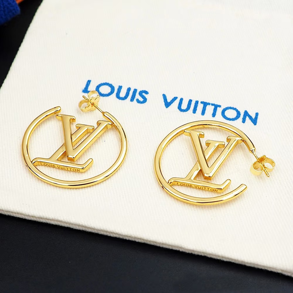 Classic Two-Tone Round Letter Pendant Earrings