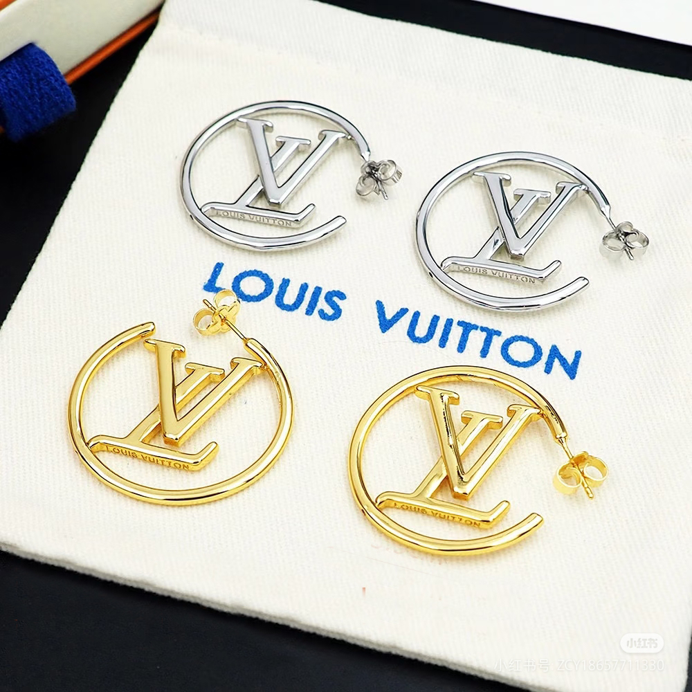 Classic Two-Tone Round Letter Pendant Earrings