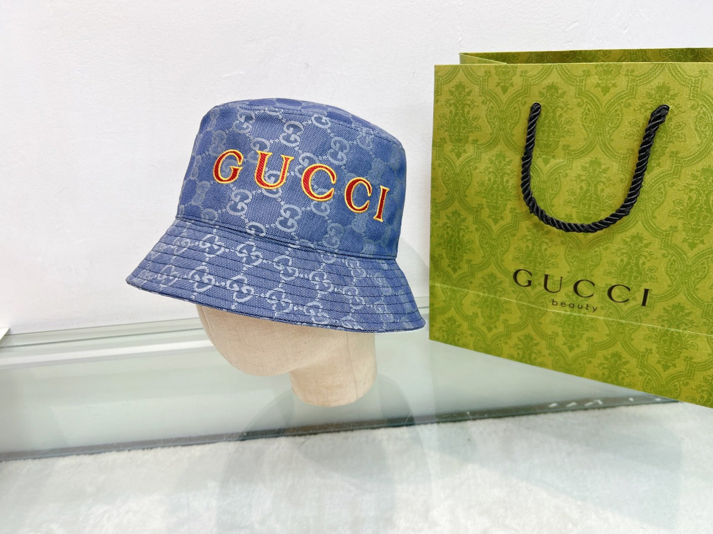 Classic blue canvas bucket hat