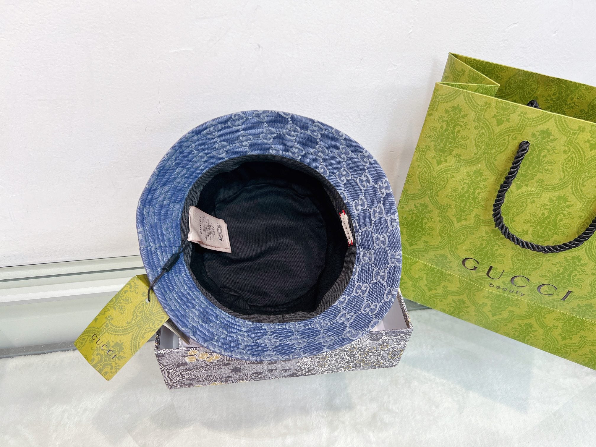 Classic blue canvas bucket hat