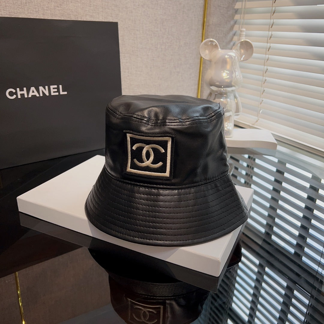 monochrome classic leather retro fisherman's hat