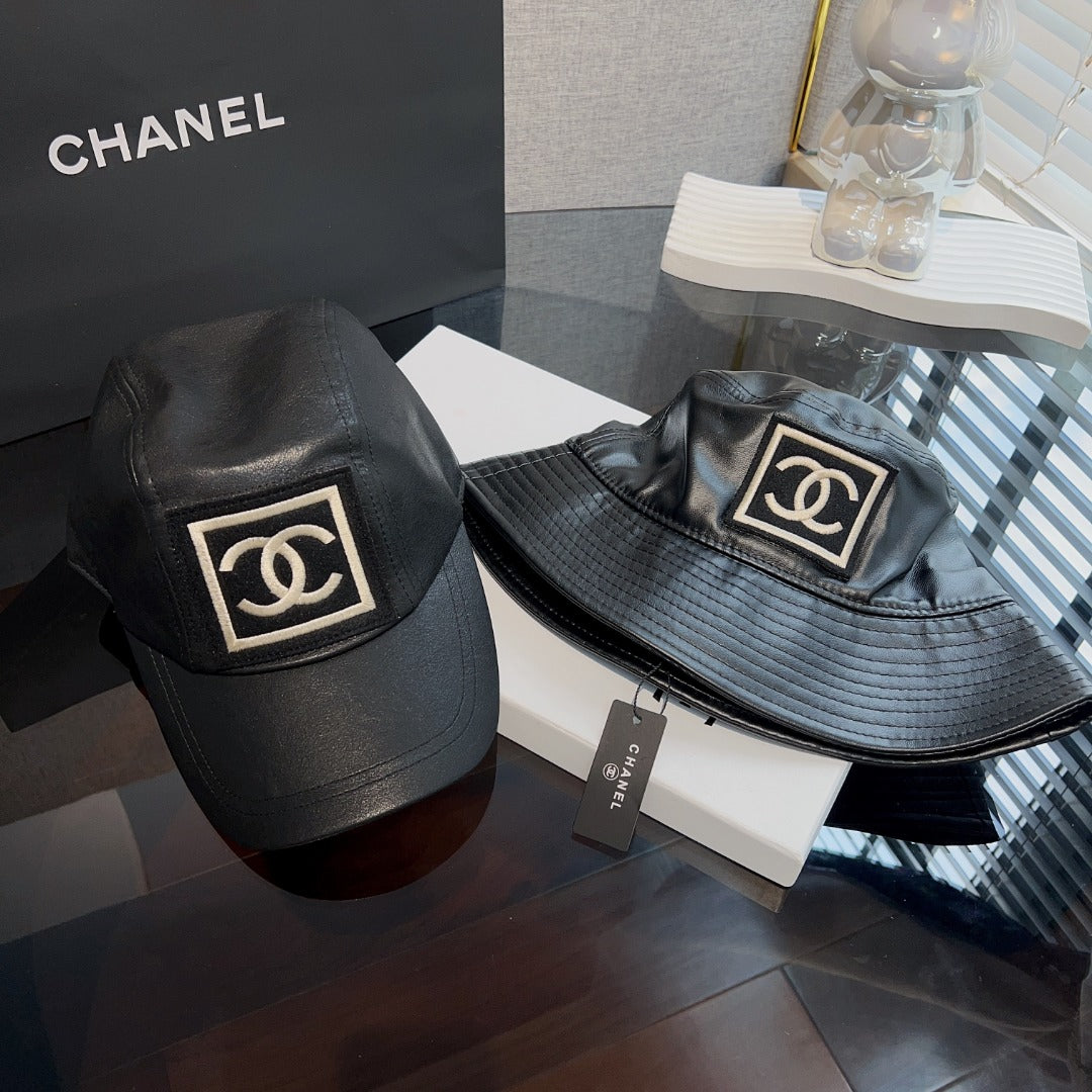 monochrome classic leather retro fisherman's hat