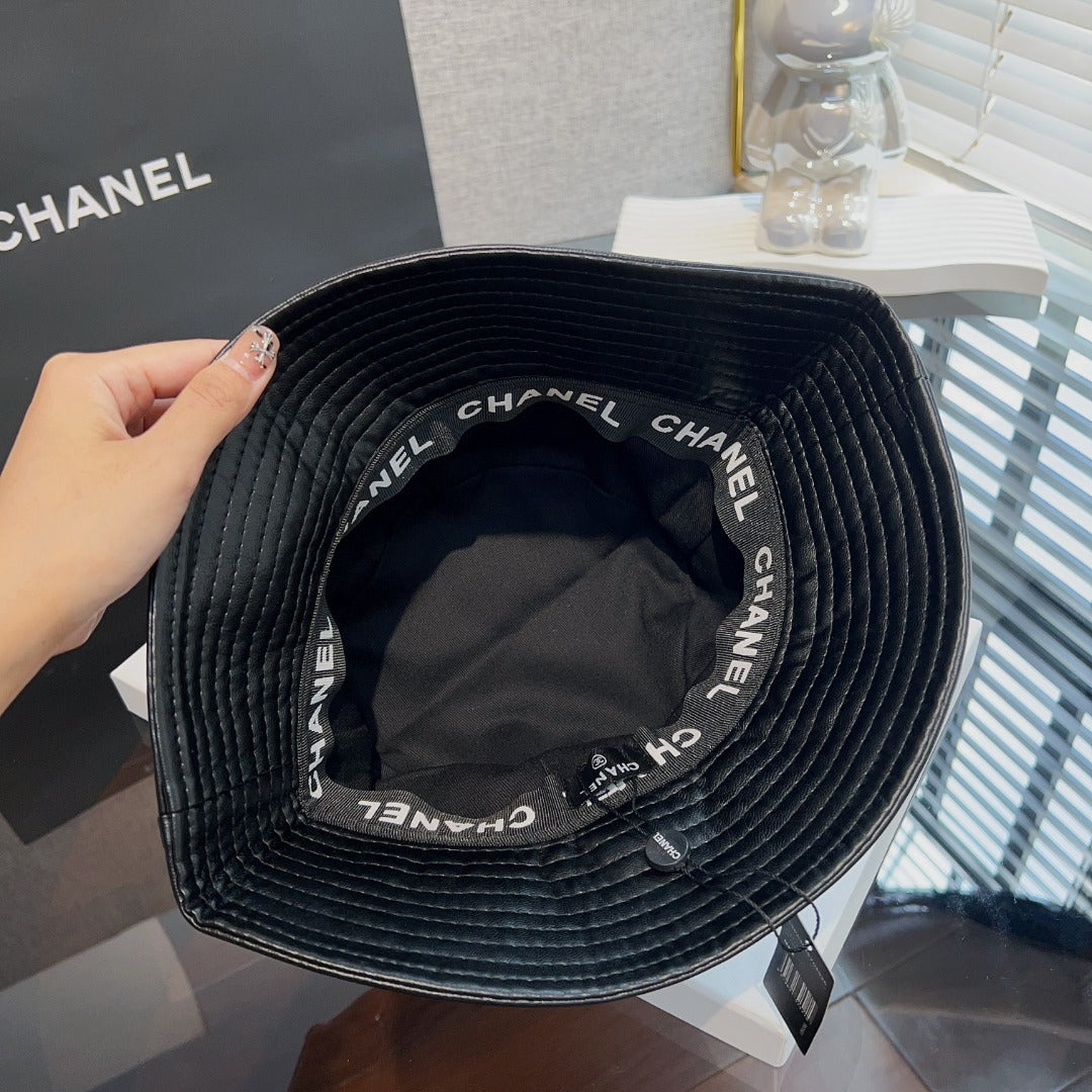 monochrome classic leather retro fisherman's hat