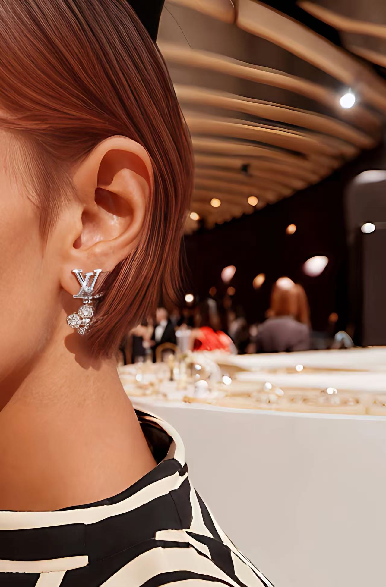 Classic Two-Tone Letter Pendant Earrings