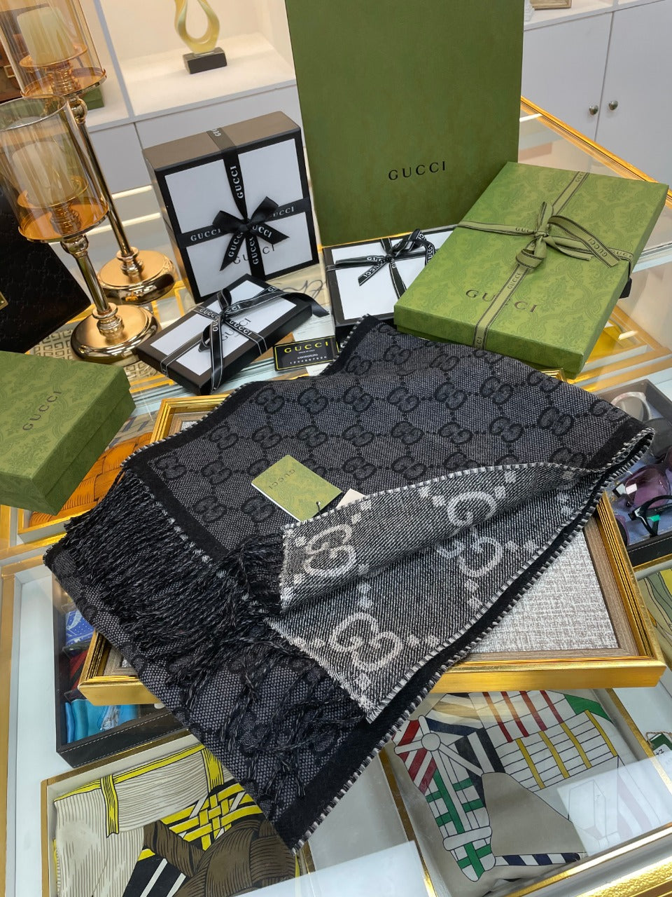 Winter double-sided jacquard scarf