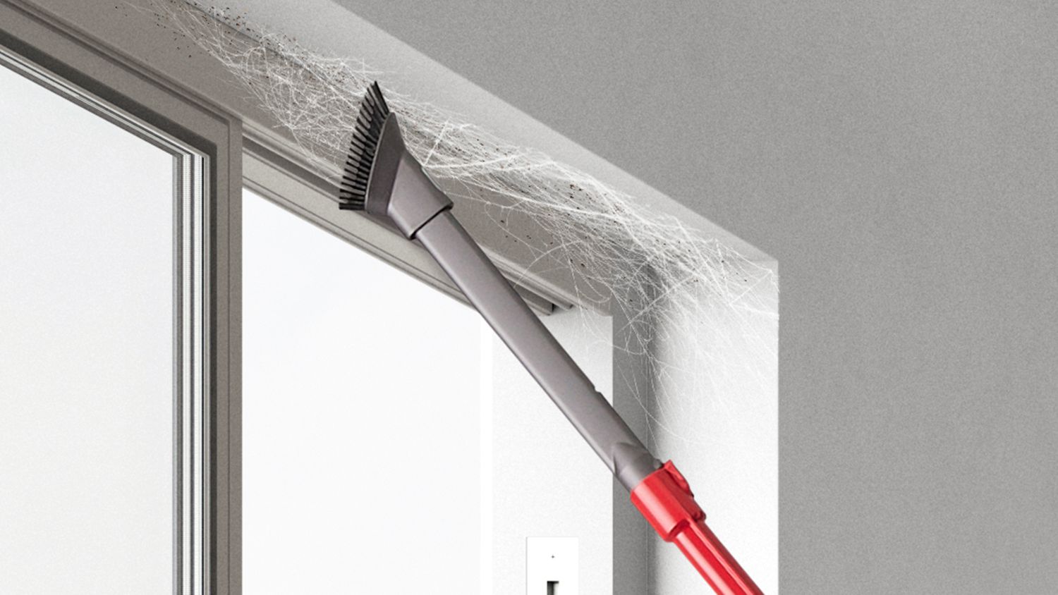 Combination tool being used to clean up cobwebs