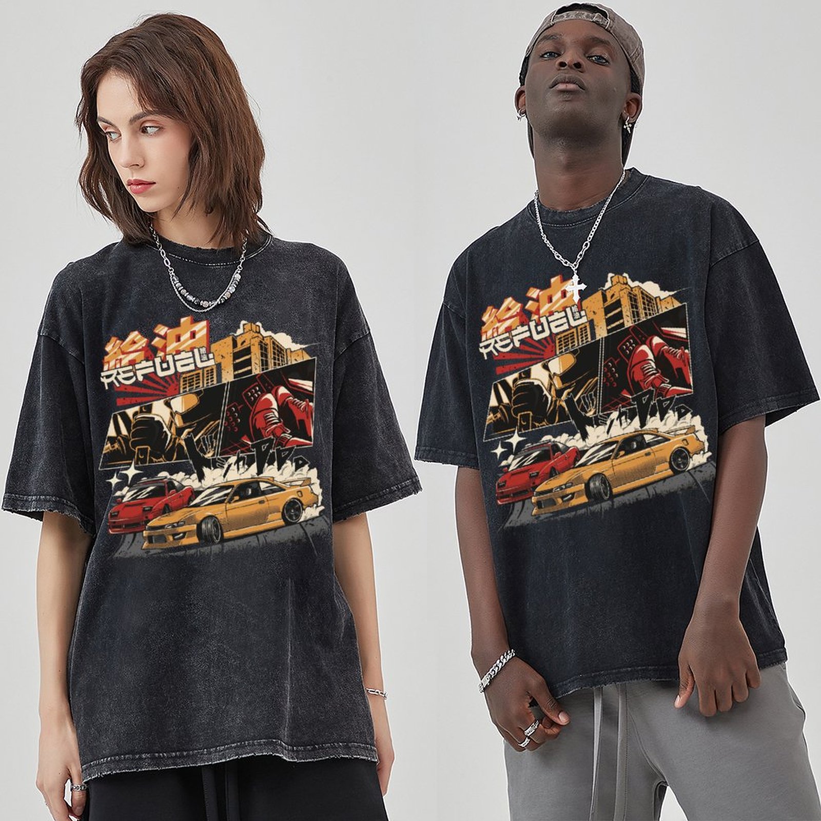 Unisex Vintage Solid Wash Denim T-Shirts 1017