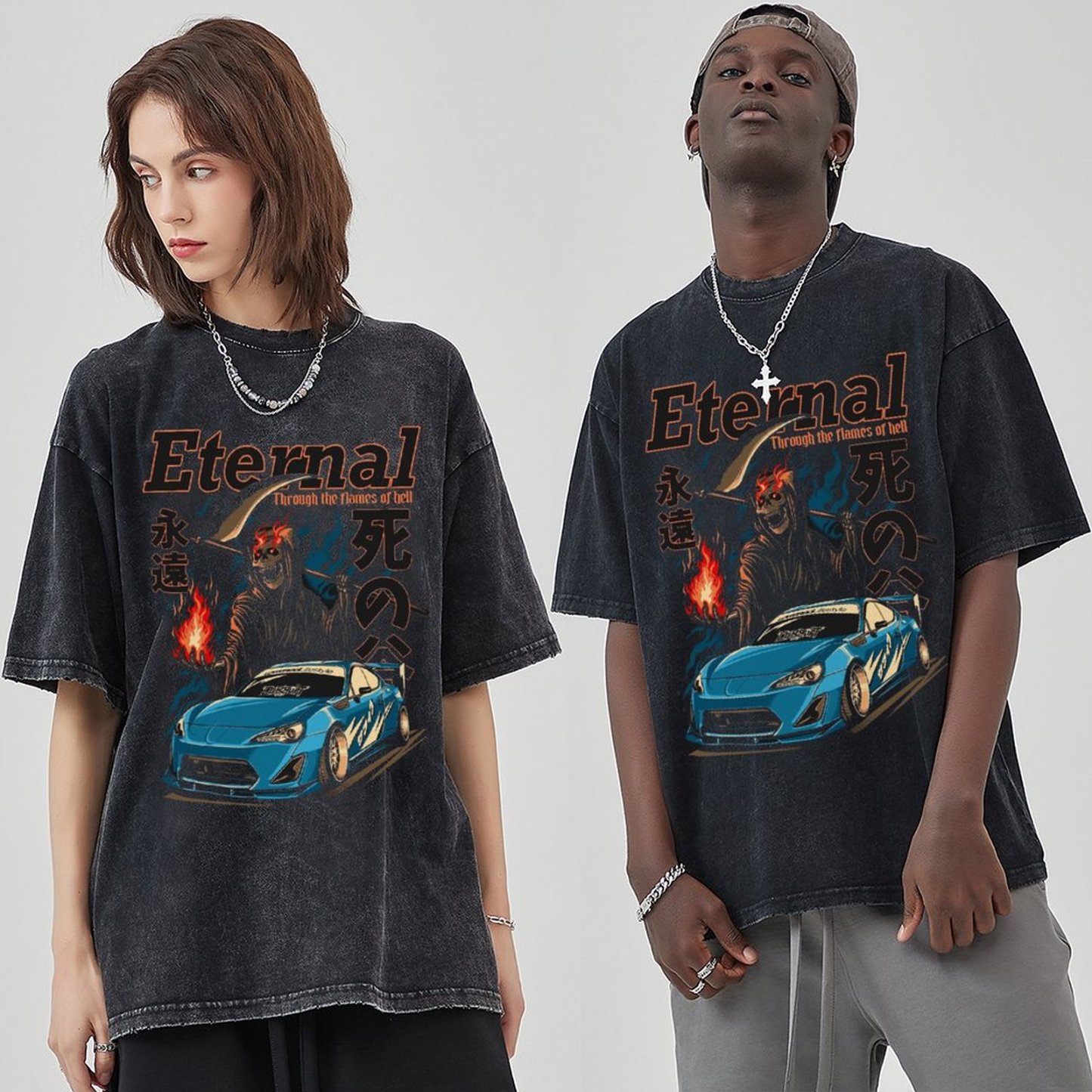 Unisex Vintage Solid Wash Denim T-Shirts 1012