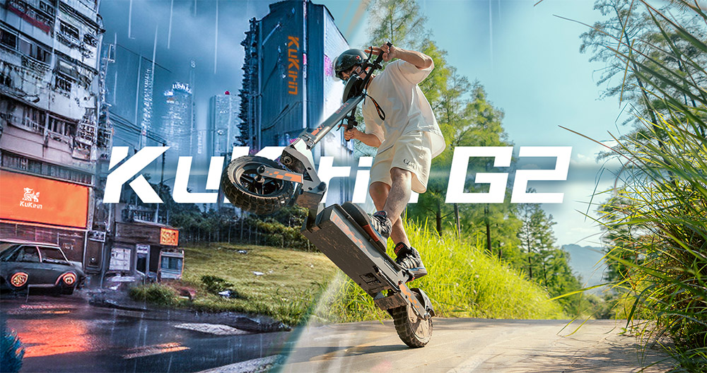 Kukirin G2 Foldable Electric Scooter 2025 Upgrade 800W Motor 48V 15.6Ah Battery 10-inch Tire 45km/h Max Speed 55km Range Touchscreen Display Disc Brake 7 Light System - Black