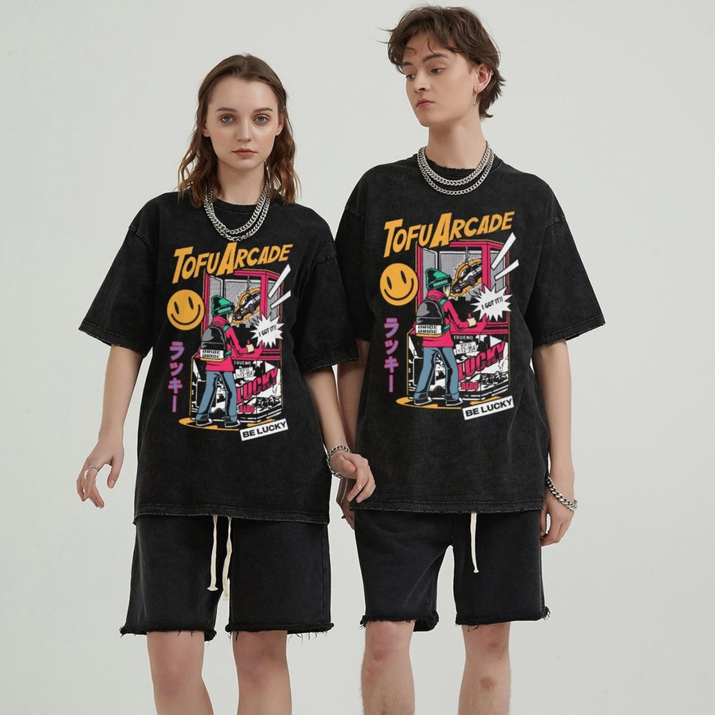 Unisex Vintage Solid Wash Denim T-Shirts 1007