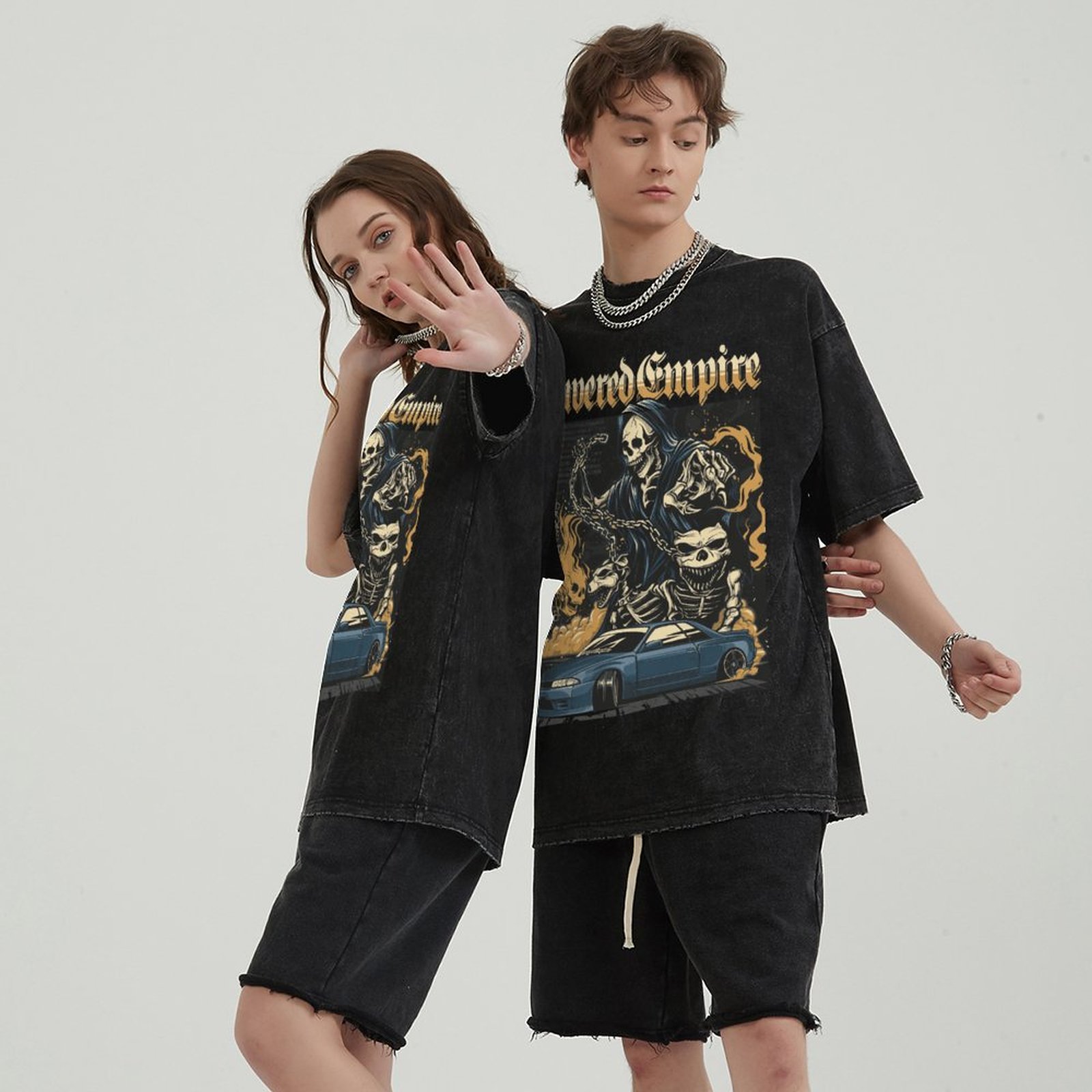 Unisex Vintage Solid Wash Denim T-Shirts 1018