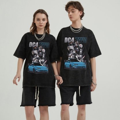 Unisex Vintage Solid Wash Denim T-Shirts 1026