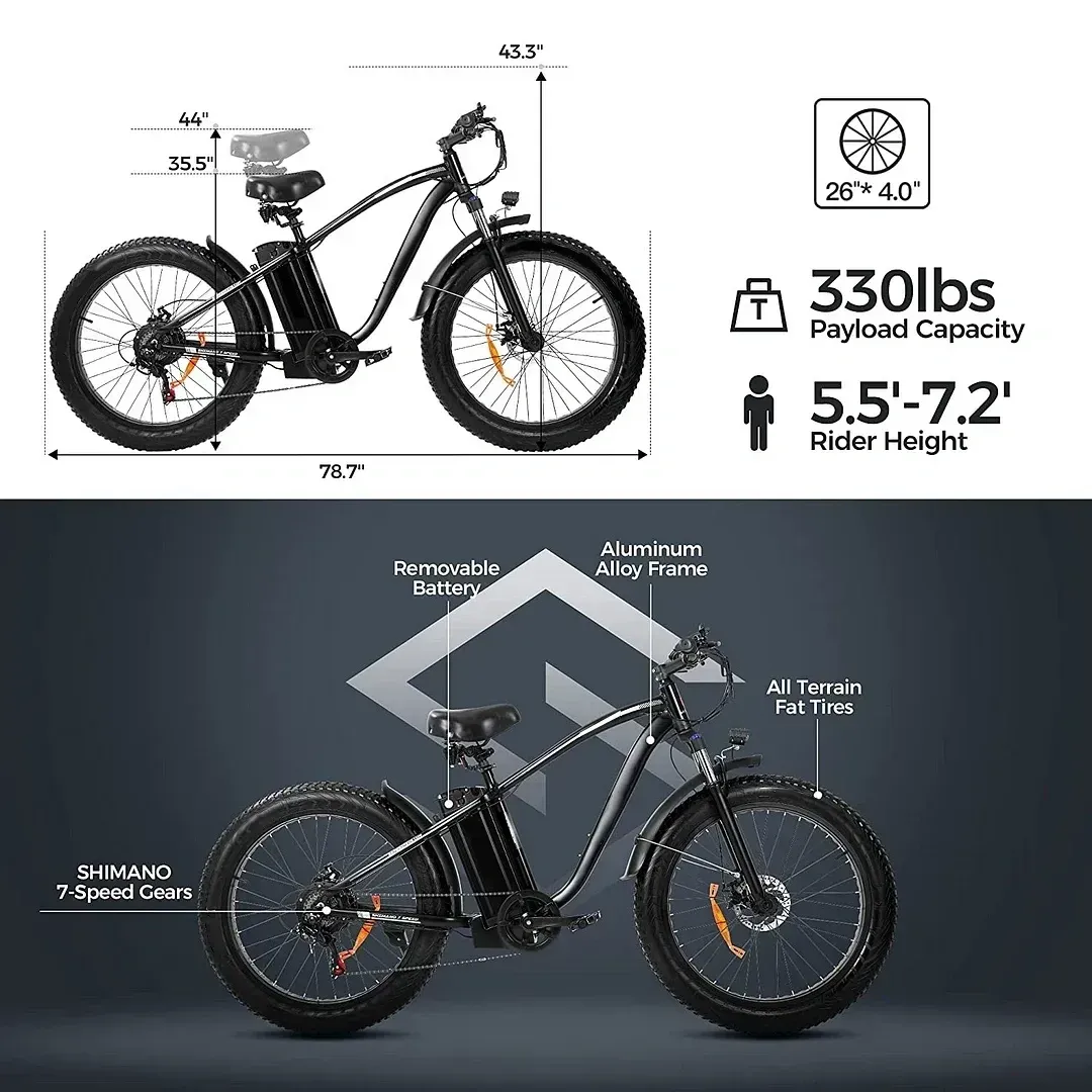 poerious™ Outdoor electric bike with 48V/15Ah lithium battery 